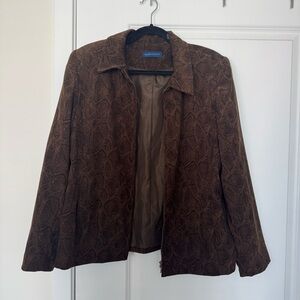 Karen Scott Brown Snakeskin Zip Jacket Women Y2K